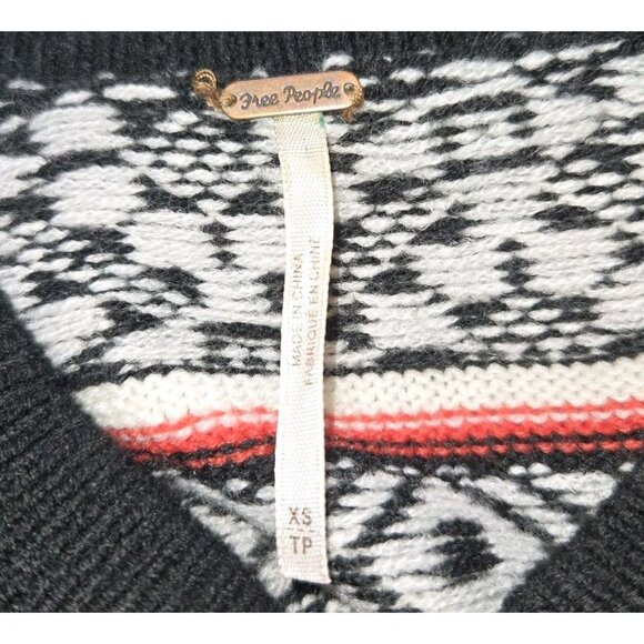 Free People Sweater Dress Medium Faero Balloon Sleeve Wool Nordic Fair Isle - Picture 7 of 9